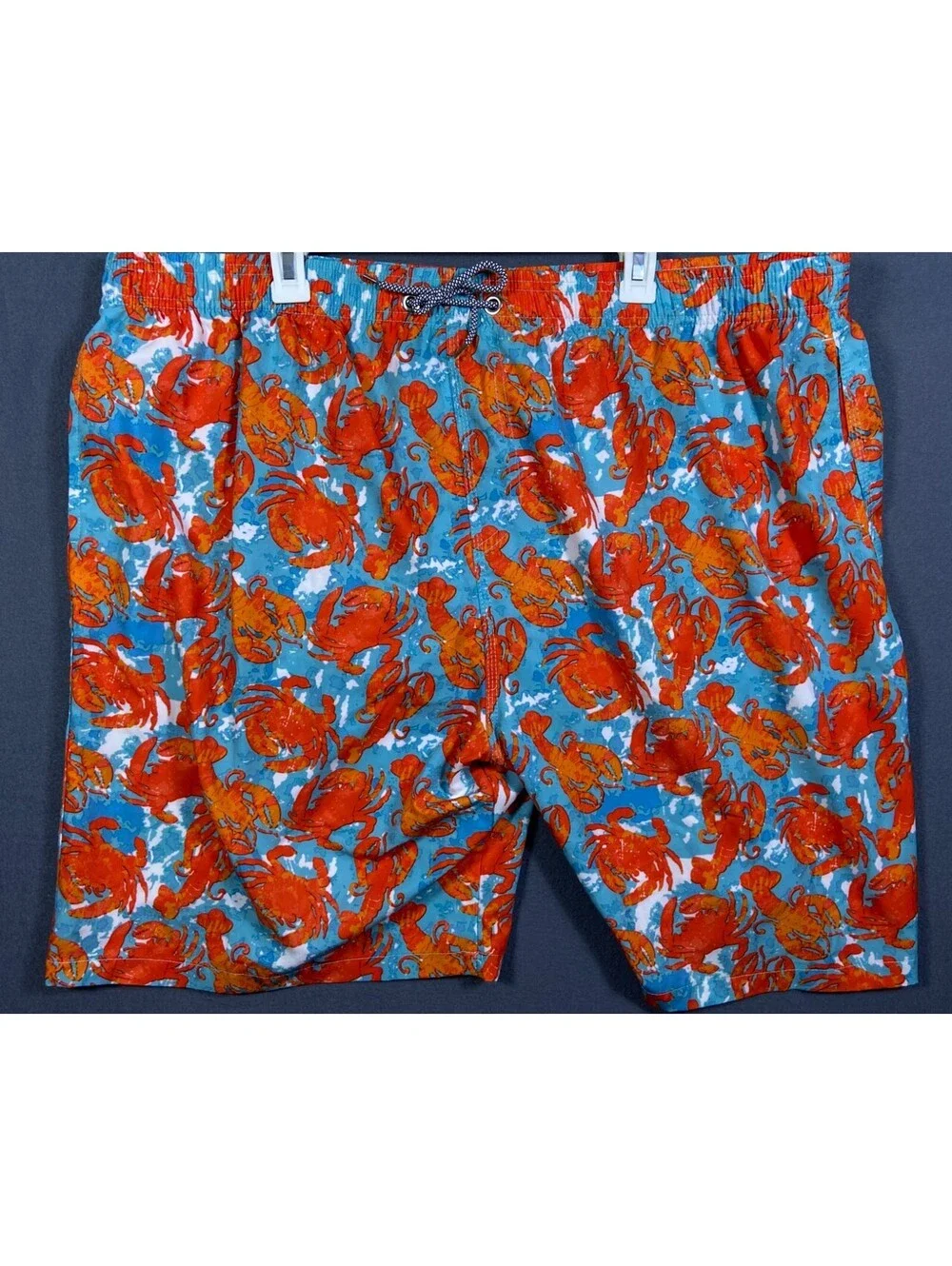 Men's Japanese Tropical Crab Lobster Hawaiian Print Swim Trunks 5XL Shorts EUC!